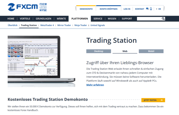 Die Trading Station bei FXCM