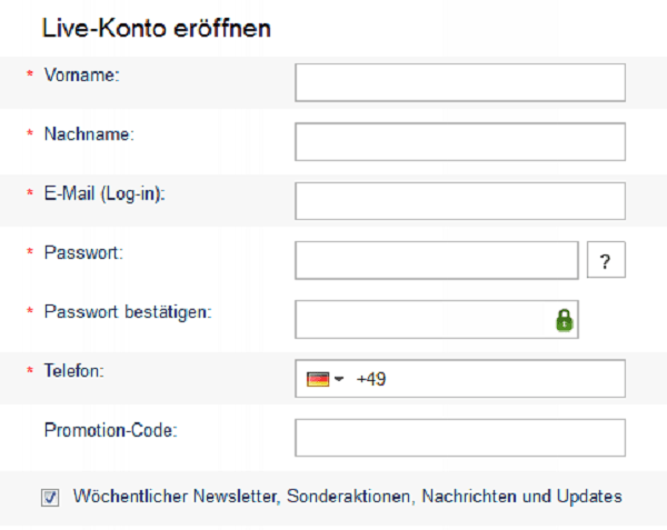 Die Kontoeröffnung bei Markets.com
