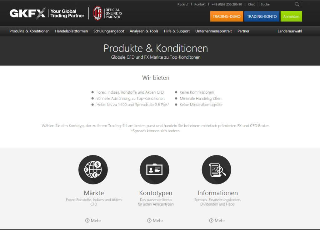 Die Homepage von GKFX