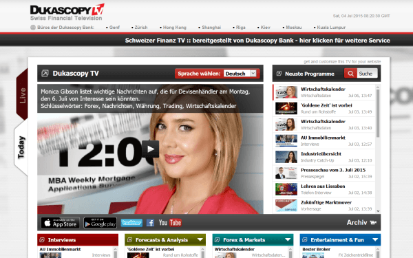 Gute Trading-Unterhaltung mit Dukascopy TV