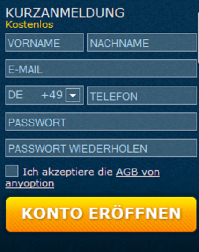 Kontoeröffnung bei anyoption