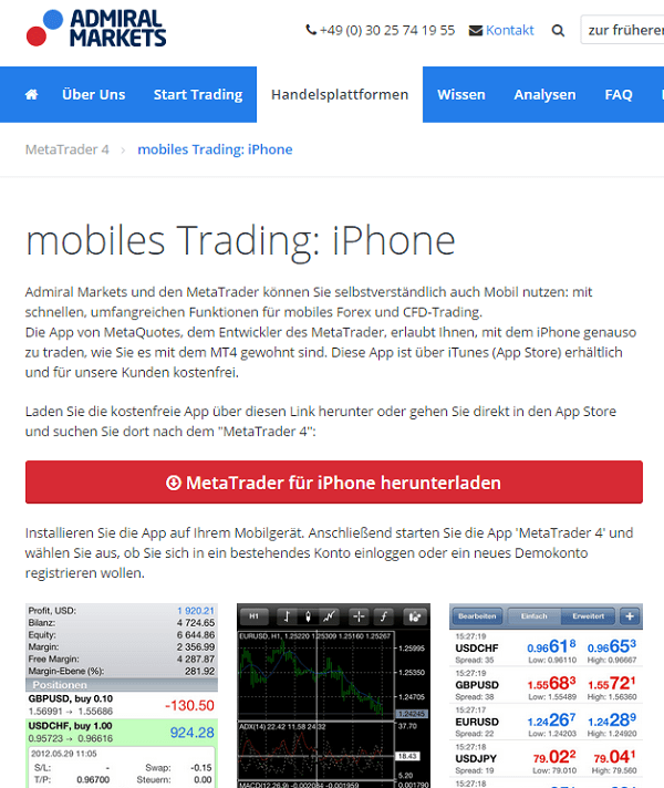 Admiral Markets App für iPhone