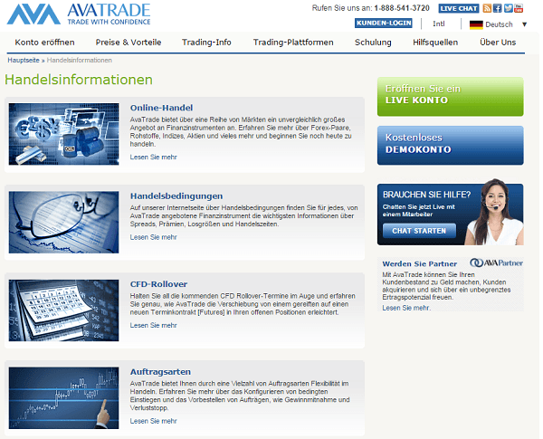 AvaTrade Handelsbedingungen Auftragsarten