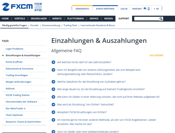 FXCM Kosten Einzahlung