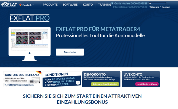 Der MetaTrader4 kann mit FXFlat Pro genutzt werden