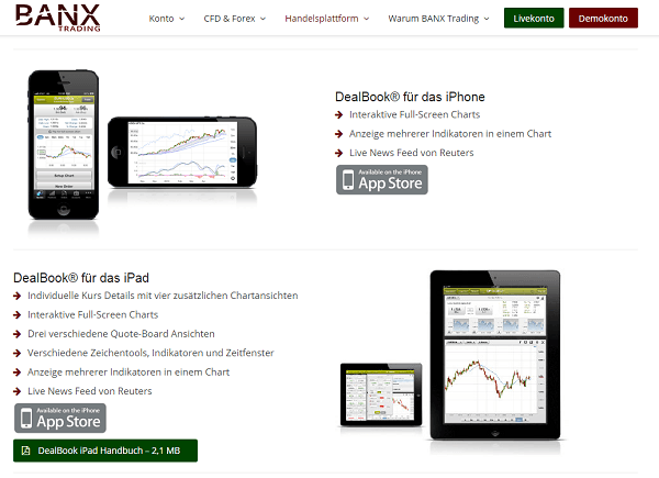 Die Trading App von Banxtrading.de für iPhone und iPad