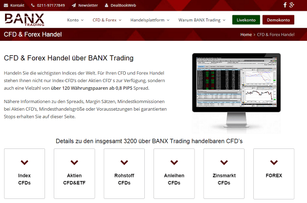 Die Handelsangebote bei Banxtrading.de