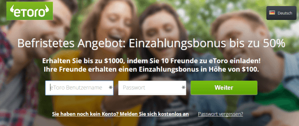 eToro Bonus freundschaftswerbung
