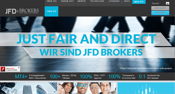 Der Web-Auftritt von JFD Brokers