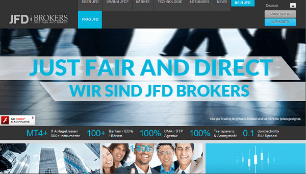 Der Web-Auftritt von JFD Brokers