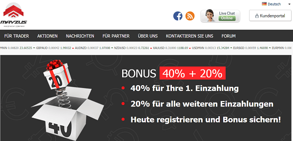 Das Bonusangebot von Mayzus mit Bonusangebot 