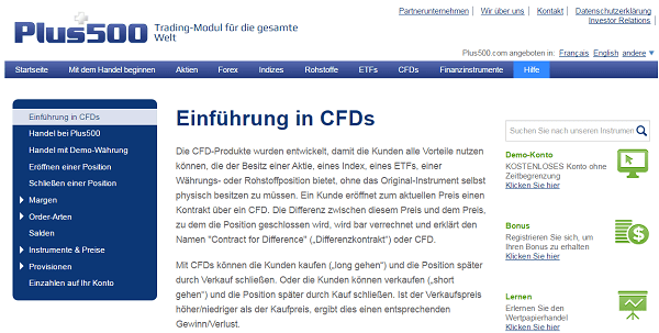 Das Bildungsangebot bei Plus500