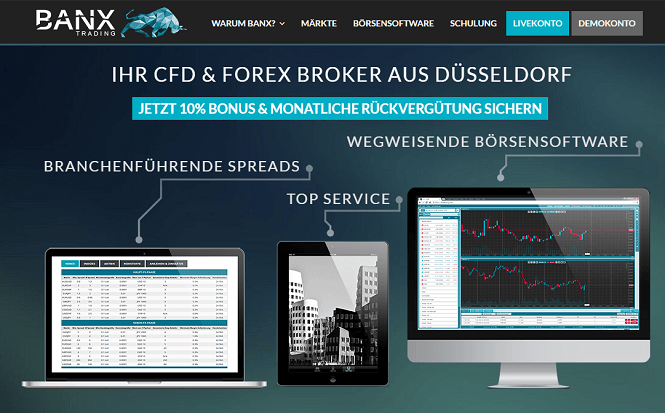 Banx Trading Webauftritt