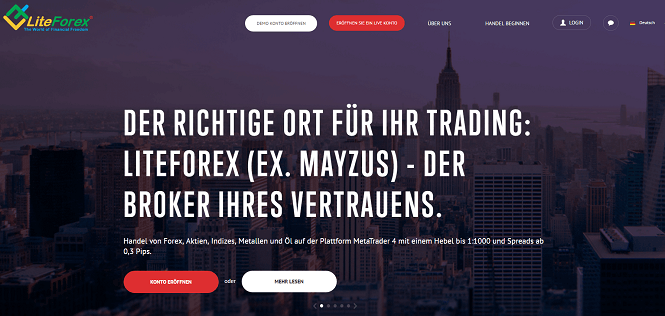 LiteForex (Mayzus) Webauftritt