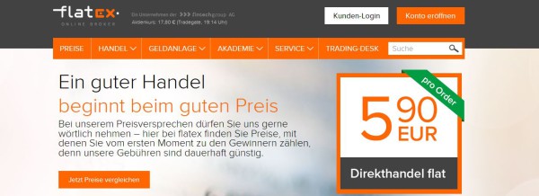 Die Homepage des Brokers Flatex