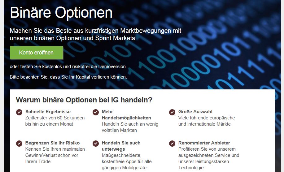 Das IG Binäre Optionen Angebot im Überblick