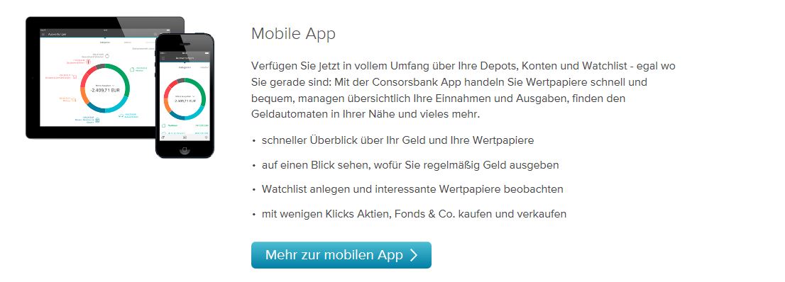 Die mobile App der Consorsbank im Überblick