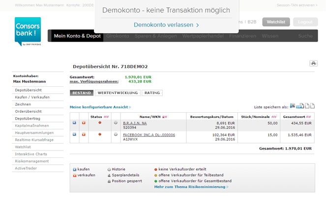 Consorsbank Musterdepot