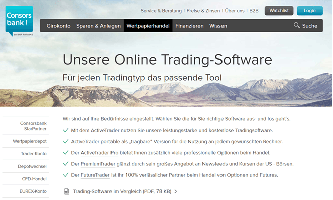 Consorsbank Handelssoftware