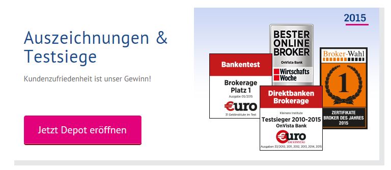 Die OnVista Bank wurde bereits des Öfteren ausgezeichnet