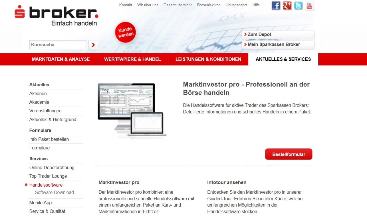 Screenshot Sparkassen Broker MarktInvestor pro