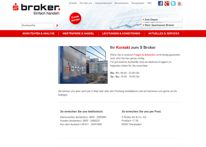 Der Kundensupport beim Sparkassen Broker