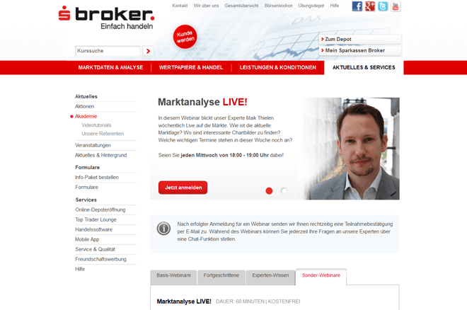 Webinare bei Sparkassen Broker