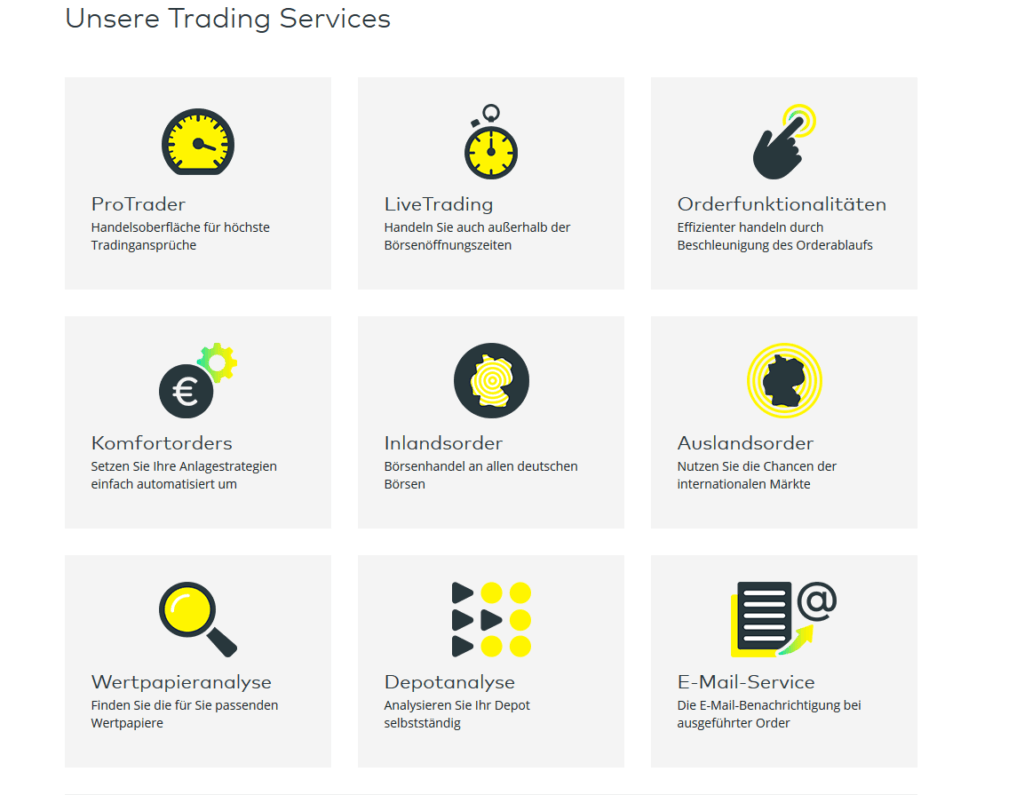 Trading Services bei comdirect