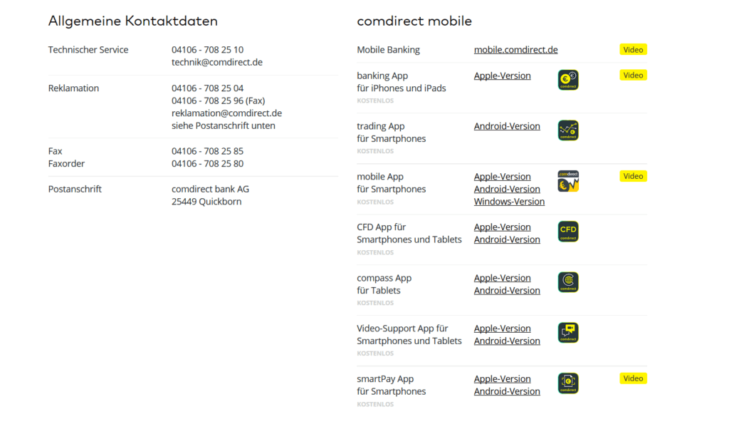 Apps von comdirect