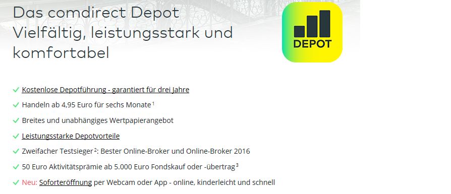 comdirect Depot Kosten, Comdirect Aktiendepot