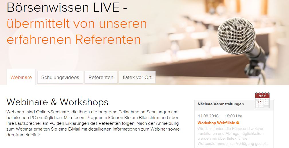 Viele Weiterbildungsmöglichkeiten sind bei flatex verfügbar