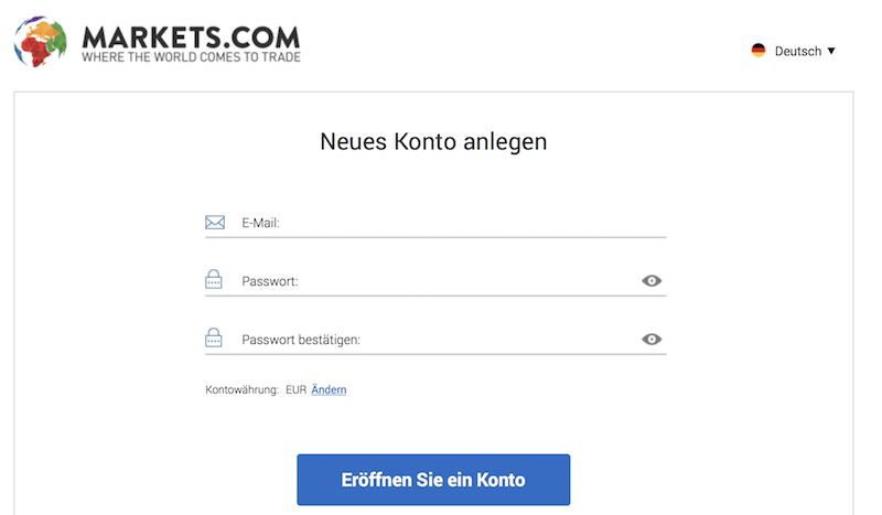 Markets.com Kontoeröffnung