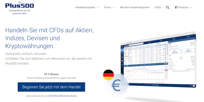Plus500 Homepage