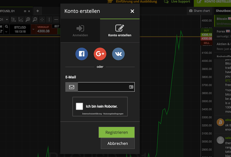 SimpleFX Kontoeröffnung