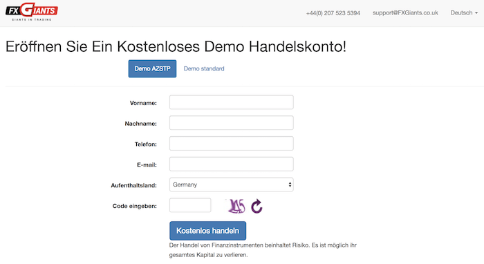 FXGiants Erfahrungen Demokonto