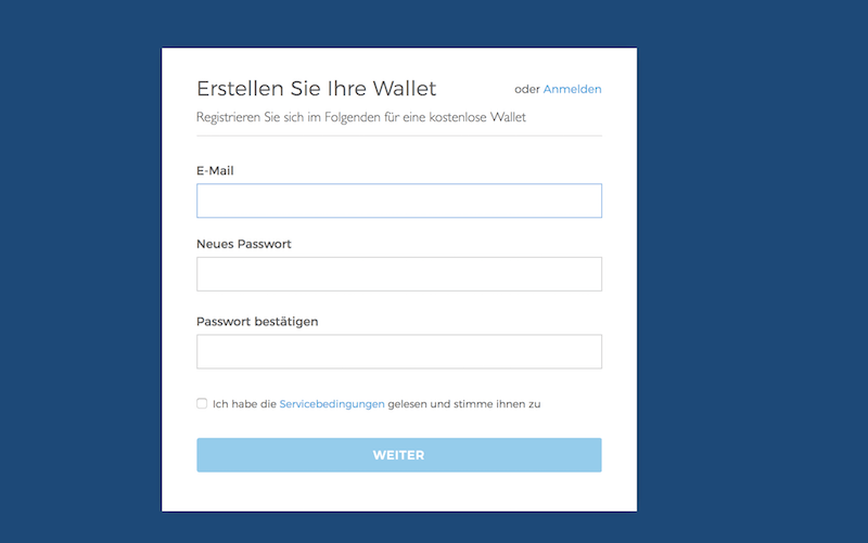 Blockchain.info Wallet-Eröffnung