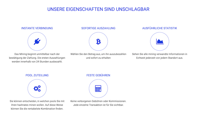 HashFlare Eigenschaften