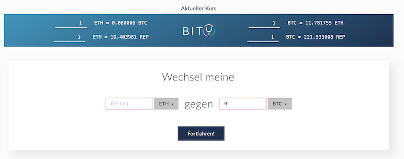 ETH in BTC wechseln