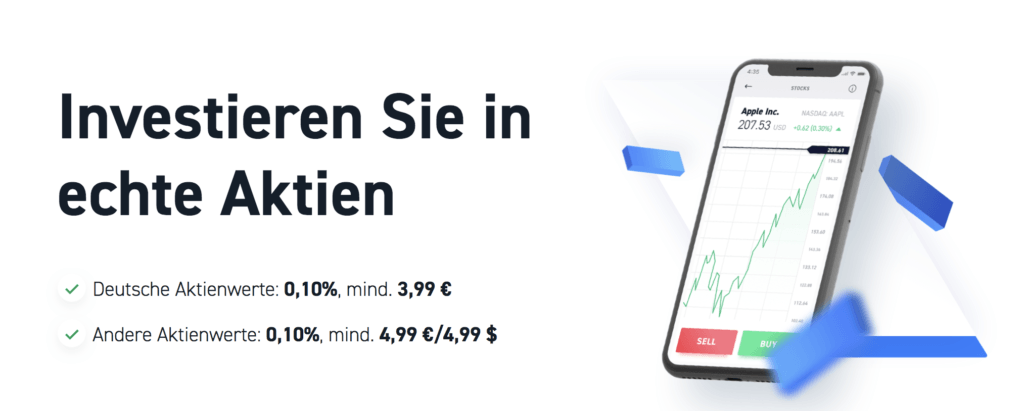 Inzwischen können XTB Kunden auch in echte Aktien investieren