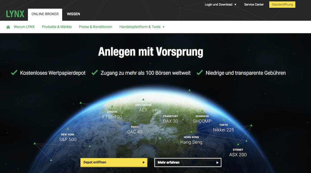 LYNX Webseite, LYNX Broker Erfahrungen