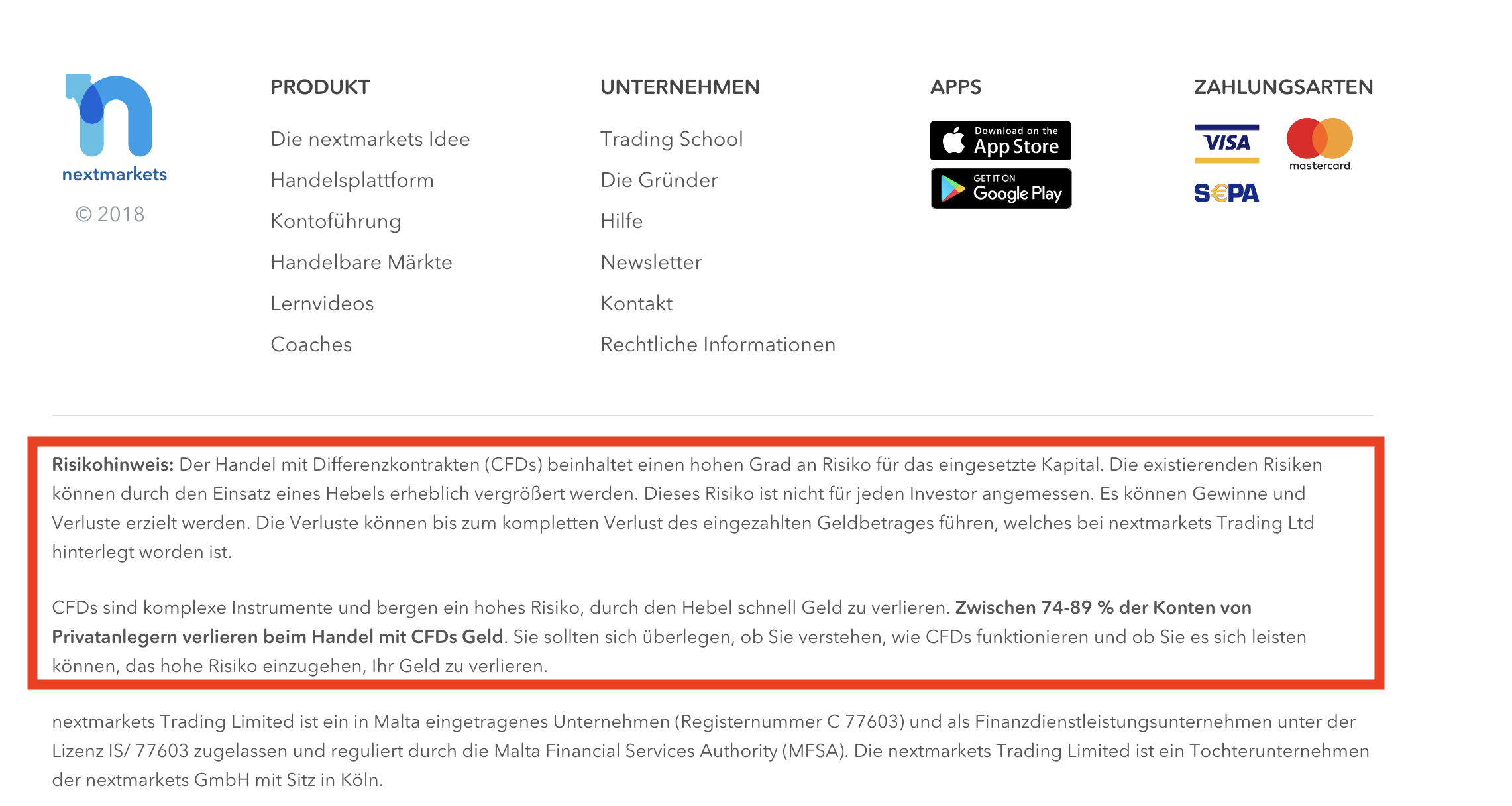 nextmarkets Risikohinweis