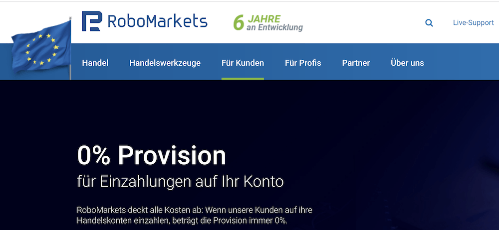 RoboMarkets Einzahlung Gebühr