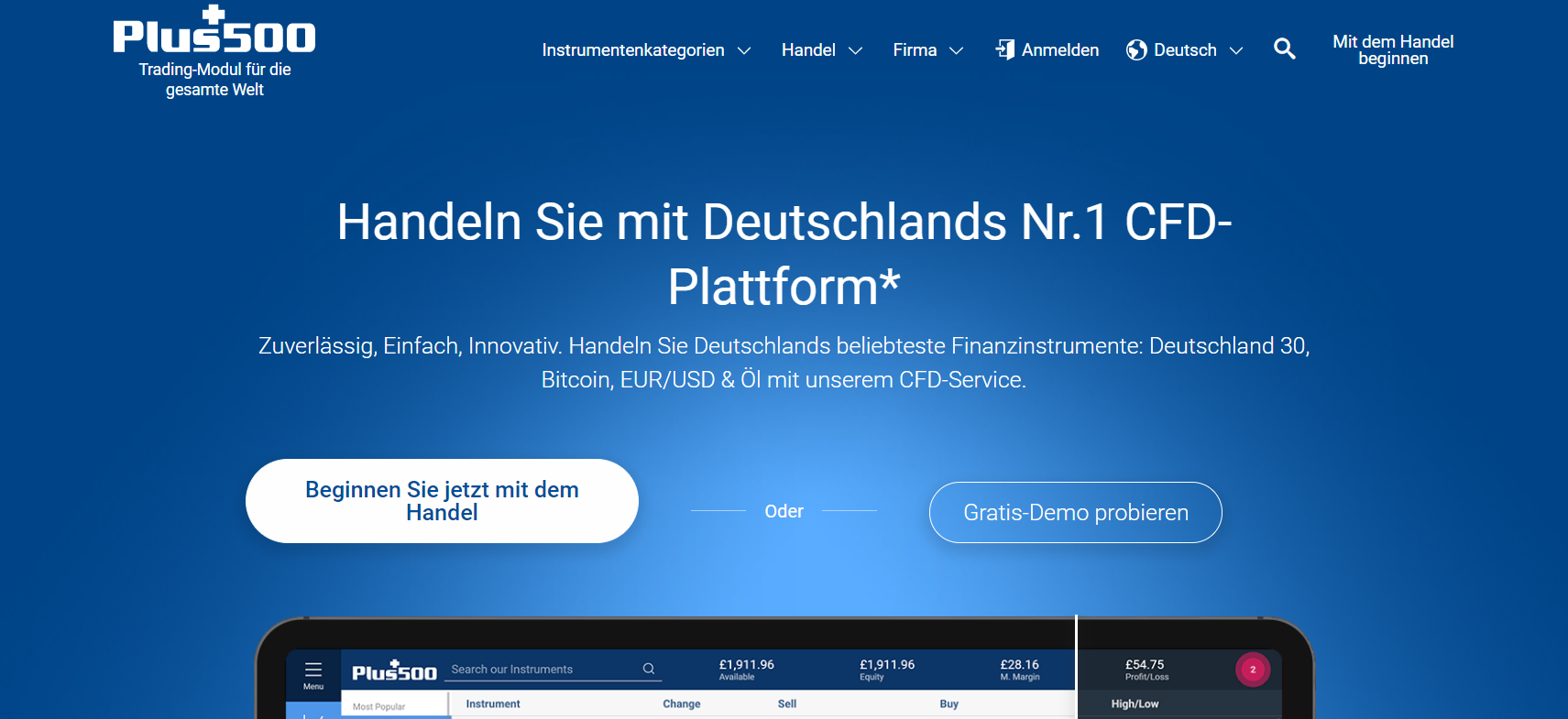 Währungshandel mit Plus500